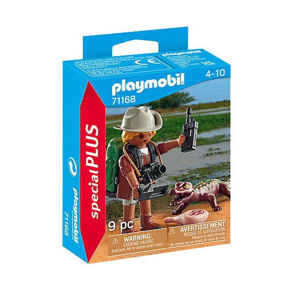 Load image into Gallery viewer, Playmobil specials onderzoeker met jonge kaaiman - 71168