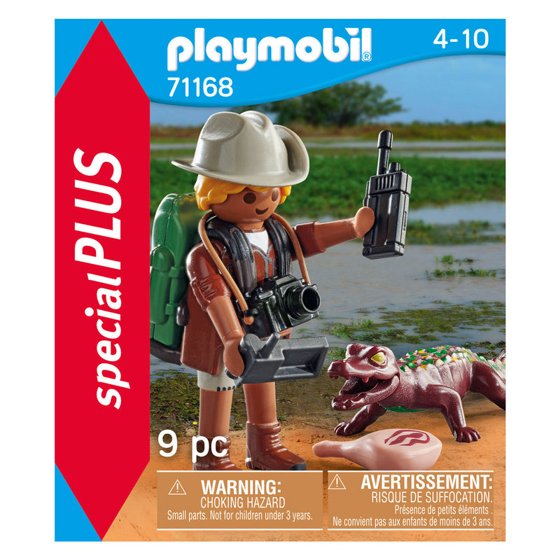 Load image into Gallery viewer, Playmobil specials onderzoeker met jonge kaaiman - 71168