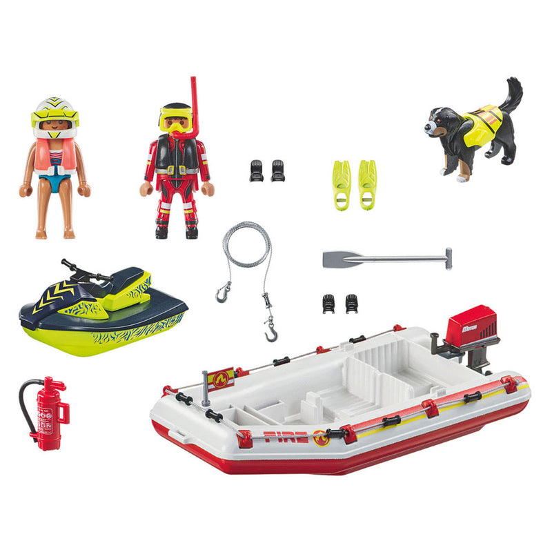 ギャラリービューアに画像をロードする, Playmobil action heroes brandweerboot met waterscooter - 71464