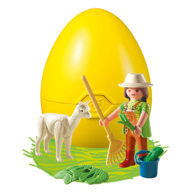 Load image into Gallery viewer, Playmobil dierenverzorger met alpaca in ei - 4944