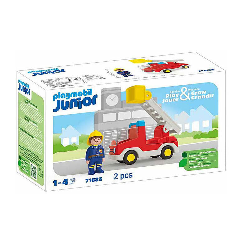 Afbeelding laden in galerijviewer, Playmobil junior brandweerwagen met ladder - 71683