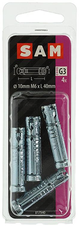 Afbeelding laden in galerijviewer, Mack 1019955 - keilbouthuls verzinkt 4 st m6 x 40 mm | 10 stuks
