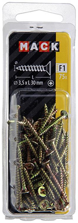 Afbeelding laden in galerijviewer, Mack 1017965 - spaanplaatschroef vz kop geelverz. 75st 3,5 x 30 mm | 5 stuks