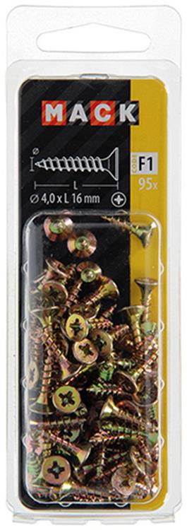 Afbeelding laden in galerijviewer, Mack 1017968 - spaanplaatschroef vz kop geelverz. 95st 4,0 x 16 mm | 5 stuks