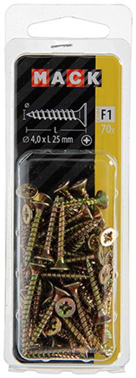 Afbeelding laden in galerijviewer, Mack 1017970 - spaanplaatschroef vz kop geelverz. 70st 4,0 x 25 mm | 5 stuks