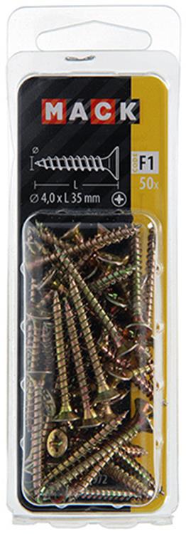 Afbeelding laden in galerijviewer, Mack 1017972 - spaanplaatschroef vz kop geelverz. 50st 4,0 x 35 mm | 5 stuks