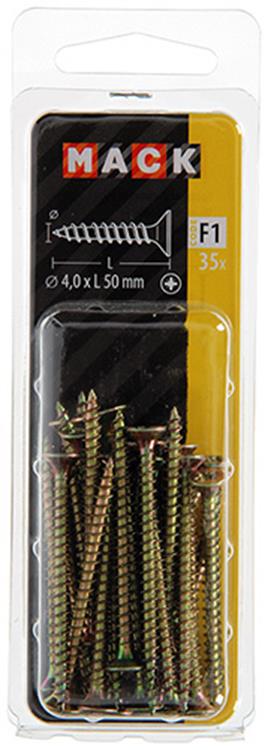 Afbeelding laden in galerijviewer, Mack 1017975 - spaanplaatschroef vz kop geelverz. 35st 4,0 x 50 mm | 5 stuks