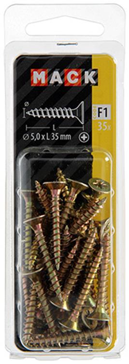 Afbeelding laden in galerijviewer, Mack 1017985 - spaanplaatschroef vz kop geelverz. 35st 5,0 x 35 mm | 5 stuks