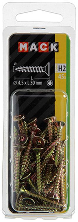 Afbeelding laden in galerijviewer, Mack 1018015 - spaanplschr.vzkop-zelfb. geelverz. 45 st 4,5 x 30 mm | 5 stuks
