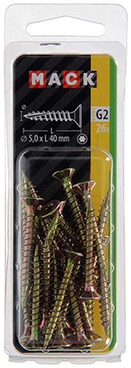 Afbeelding laden in galerijviewer, Mack 1018021 - spaanplschr.vzkop-zelfb. geelverz. 26 st 5,0 x 40 mm | 5 stuks