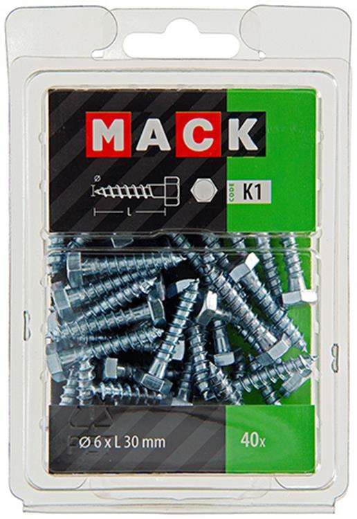 Afbeelding laden in galerijviewer, Mack 1018037 - houtdraadbout staal verzinkt 40 st 6 x 30 mm | 5 stuks
