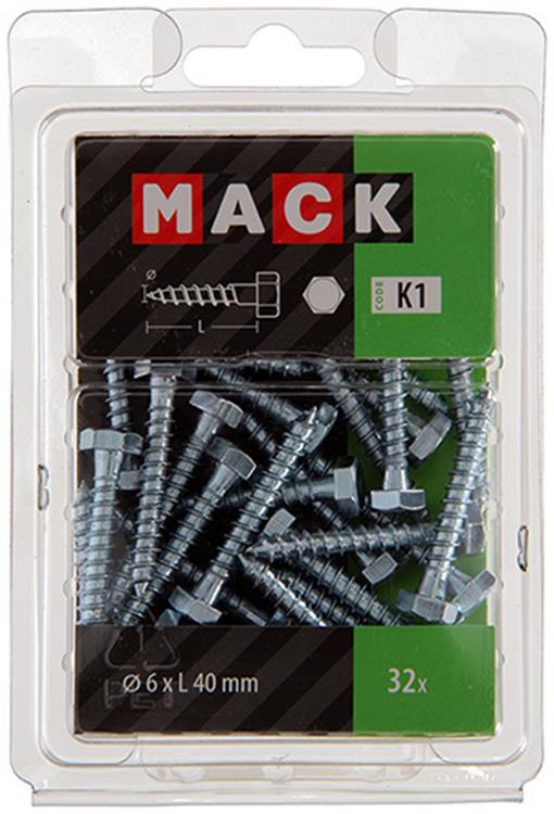 Afbeelding laden in galerijviewer, Mack 1018039 - houtdraadbout staal verzinkt 32 st 6 x 40 mm | 5 stuks