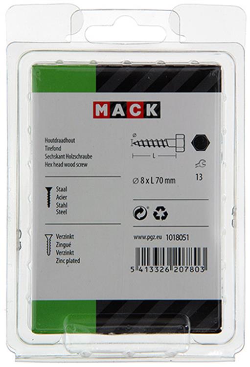 Afbeelding laden in galerijviewer, Mack 1018051 - houtdraadbout staal verzinkt 16 st 8 x 70 mm | 5 stuks