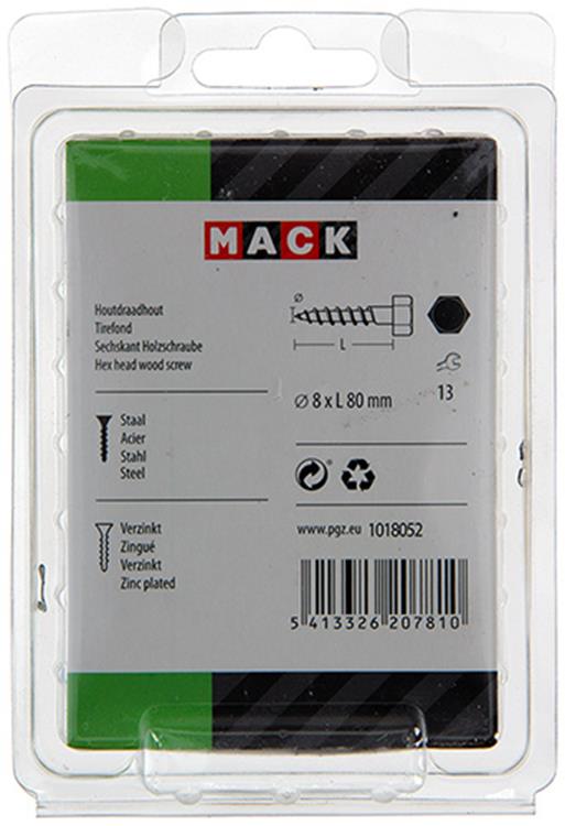 Afbeelding laden in galerijviewer, Mack 1018052 - houtdraadbout staal verzinkt 13 st 8 x 80 mm | 5 stuks