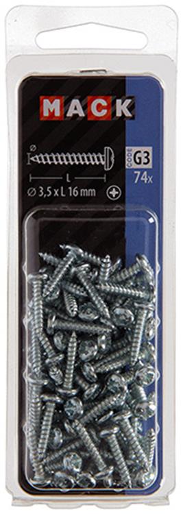 Afbeelding laden in galerijviewer, Mack 1018059 - zelftappende schroef cylkop verz. 74 st 3,5 x 16 mm | 10 stuks