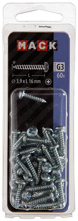 Afbeelding laden in galerijviewer, Mack 1018063 - zelftappende schroef cylkop verz. 60 st 3,9 x 16 mm | 5 stuks