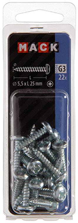 Afbeelding laden in galerijviewer, Mack 1018078 - zelftappende schroef cylkop verz. 22 st 5,5 x 25 mm | 5 stuks