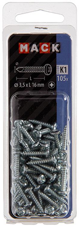 Afbeelding laden in galerijviewer, Mack 1018082 - zelfborende schroef cylkop verz.105st 3,5 x 16 mm | 5 stuks