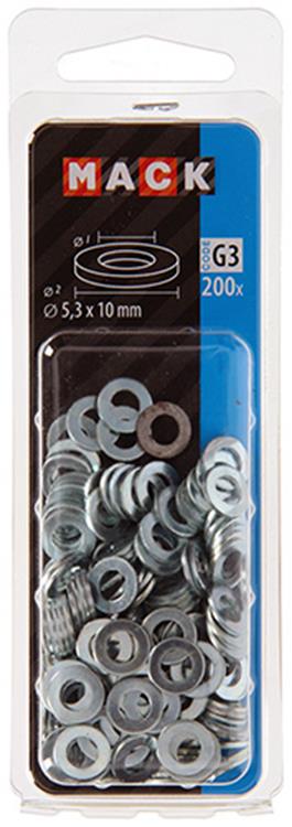 Afbeelding laden in galerijviewer, Mack 1018115 - sluitring staal verzinkt 200 st 5,3 x 10 mm | 10 stuks