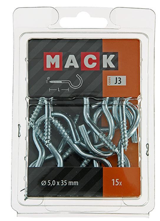 Afbeelding laden in galerijviewer, Mack 1018141 - schroefhaak staal verzinkt 15 st 5,0 x 35 mm | 5 stuks
