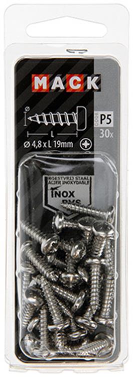 Afbeelding laden in galerijviewer, Mack 1020019 - zelftappende schroef cyl.kop a2 30 st 4,8 x 19 mm | 5 stuks
