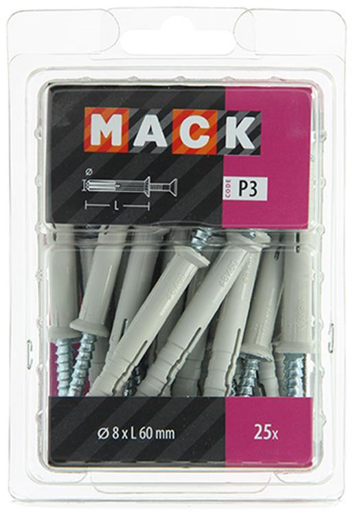 Afbeelding laden in galerijviewer, Mack 1018167 - nylon nagelplug polyamide 25 st 8 x 60 mm | 3 stuks