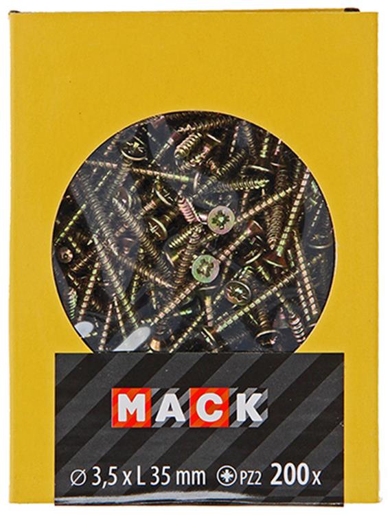 Afbeelding laden in galerijviewer, Mack 1020085 - spaanplaatschroef vz kop geel vz 200 st 3,5 x 35 mm | 5 stuks