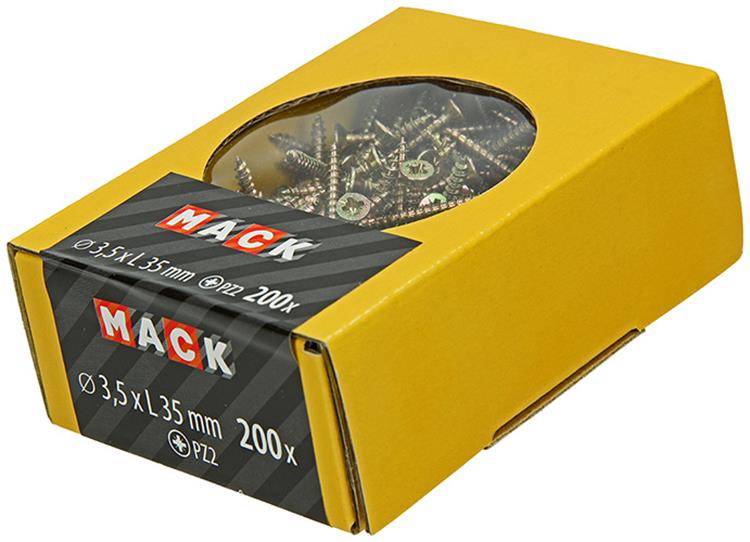 Afbeelding laden in galerijviewer, Mack 1020085 - spaanplaatschroef vz kop geel vz 200 st 3,5 x 35 mm | 5 stuks