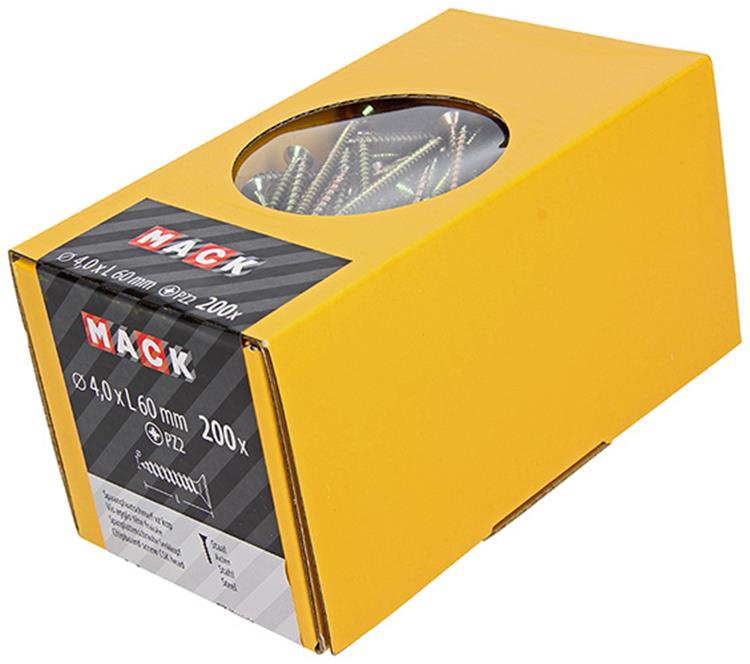 Afbeelding laden in galerijviewer, Mack 1020097 - spaanplaatschroef vz kop geelvz 200 st 4,0 x 60 mm | 2 stuks