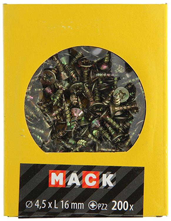 Afbeelding laden in galerijviewer, Mack 1020099 - spaanplaatschroef vz kop geel vz 200 st 4,5 x 16 mm | 5 stuks