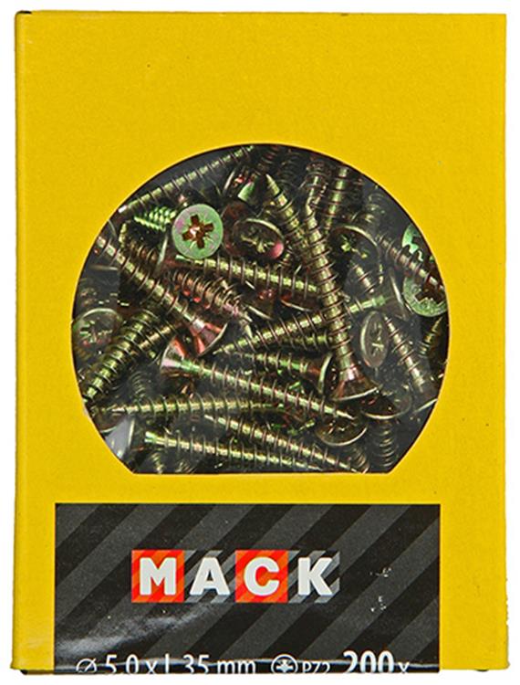 Afbeelding laden in galerijviewer, Mack 1020112 - spaanplaatschroef vz kop geel vz 200 st 5,0 x 35 mm | 5 stuks