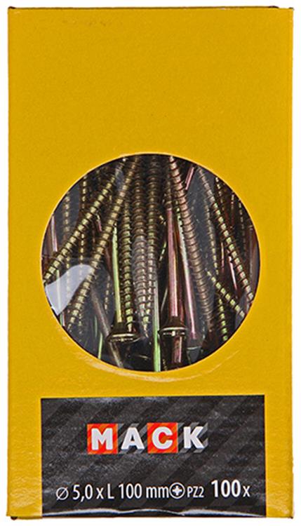 Afbeelding laden in galerijviewer, Mack 1020120 - spaanplaatschroef vz kop geel vz 100 st 5,0 x 100 mm | 2 stuks