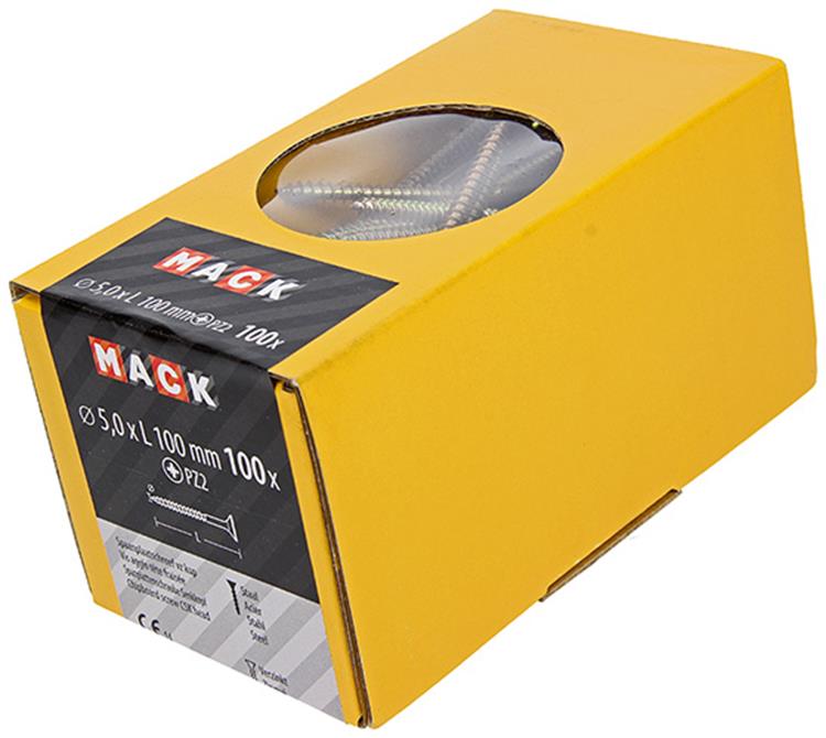 Afbeelding laden in galerijviewer, Mack 1020120 - spaanplaatschroef vz kop geel vz 100 st 5,0 x 100 mm | 2 stuks