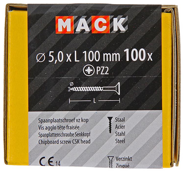 Afbeelding laden in galerijviewer, Mack 1020120 - spaanplaatschroef vz kop geel vz 100 st 5,0 x 100 mm | 2 stuks