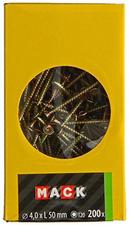 Afbeelding laden in galerijviewer, Mack 1020141 - spaanplaatschroef vz kp-zelfb.gvz 200st 4,0 x 50 mm | 3 stuks