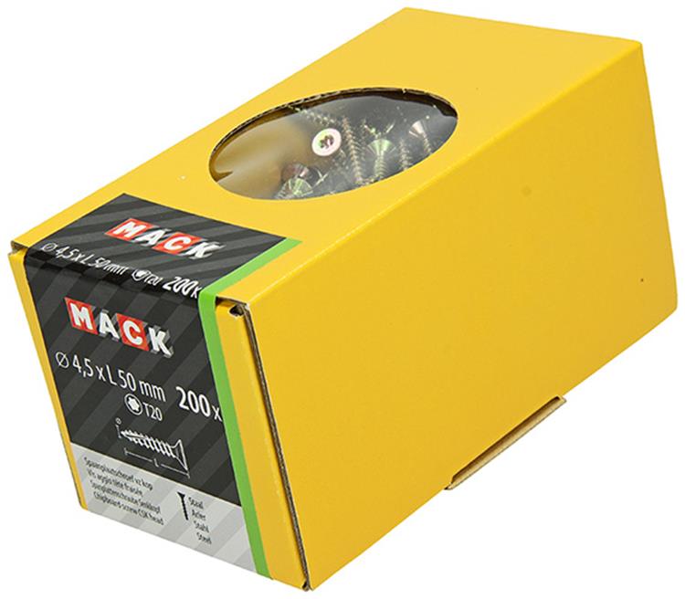 Afbeelding laden in galerijviewer, Mack 1020147 - spaanplaatschroef vz kp-zelfb.gvz 200st 4,5 x 50 mm | 2 stuks