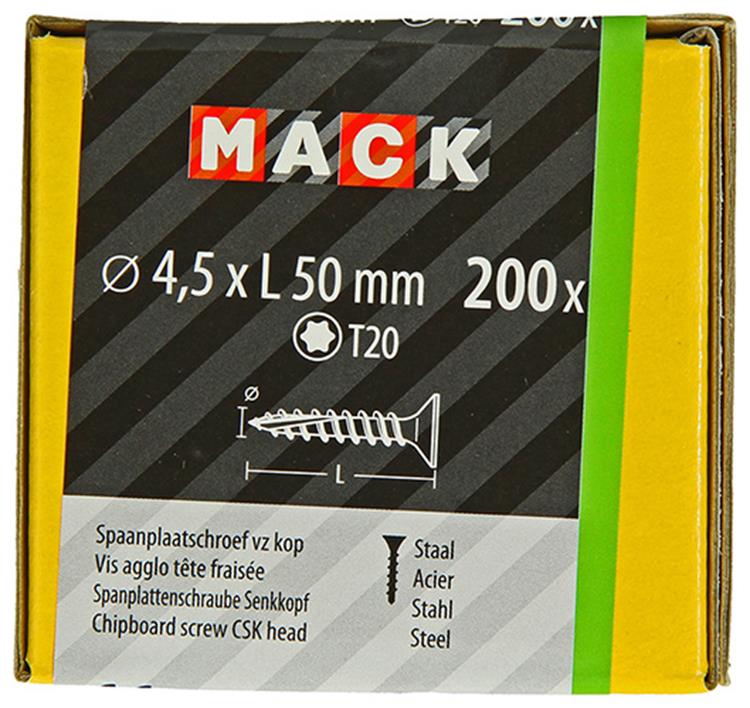 Afbeelding laden in galerijviewer, Mack 1020147 - spaanplaatschroef vz kp-zelfb.gvz 200st 4,5 x 50 mm | 2 stuks