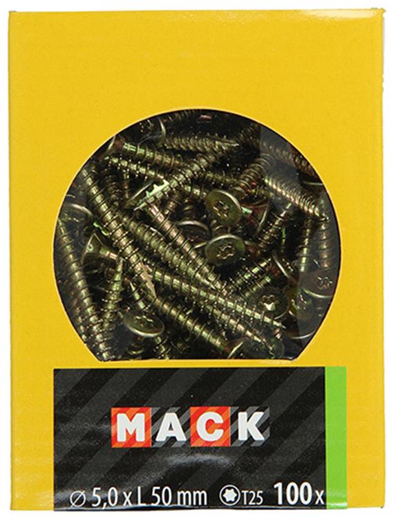 Afbeelding laden in galerijviewer, Mack 1020152 - spaanplaatschroef vz kp-zelfb.gvz 100st 5,0 x 50 mm | 5 stuks
