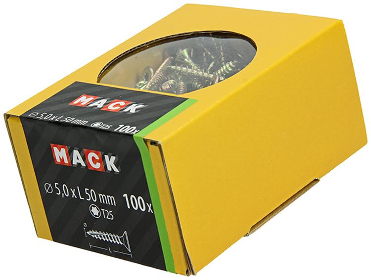 Afbeelding laden in galerijviewer, Mack 1020152 - spaanplaatschroef vz kp-zelfb.gvz 100st 5,0 x 50 mm | 5 stuks