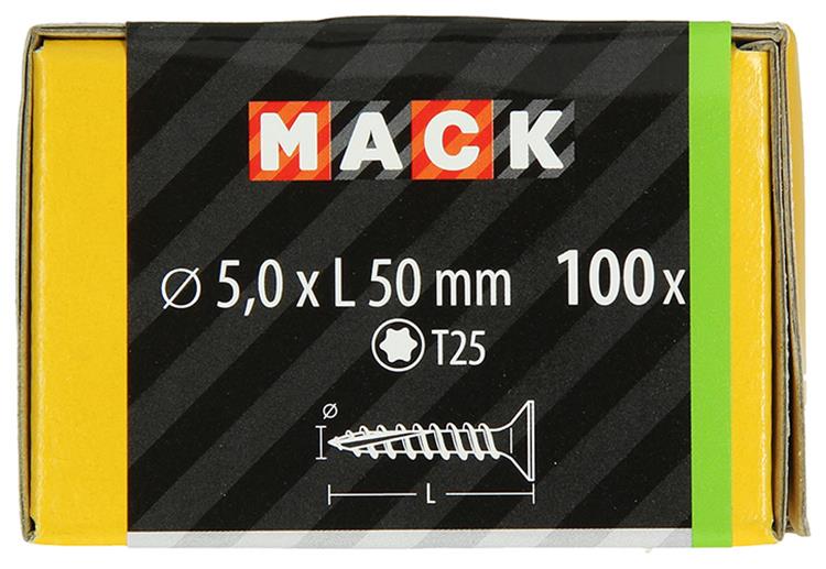 Afbeelding laden in galerijviewer, Mack 1020152 - spaanplaatschroef vz kp-zelfb.gvz 100st 5,0 x 50 mm | 5 stuks