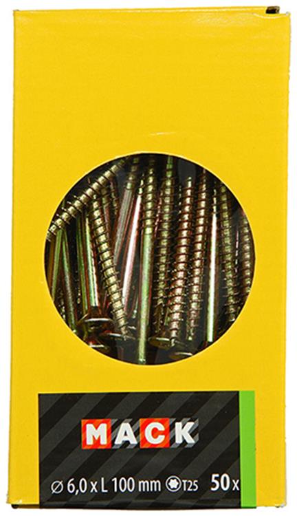 Afbeelding laden in galerijviewer, Mack 1020159 - spaanplaatschroef vz kp-zelfb.gvz 50 st 6,0 x 100 mm | 3 stuks