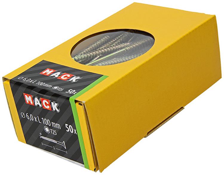 Afbeelding laden in galerijviewer, Mack 1020159 - spaanplaatschroef vz kp-zelfb.gvz 50 st 6,0 x 100 mm | 3 stuks