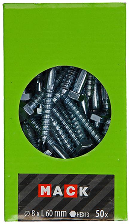 Afbeelding laden in galerijviewer, Mack 1020176 - houtdraadbout verzinkt 50 st 8 x 60 mm | 3 stuks