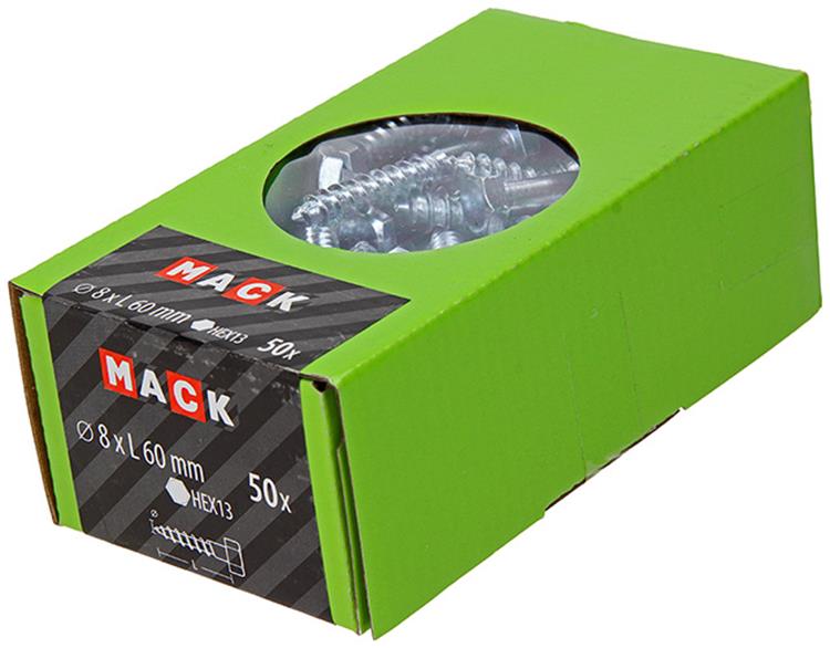 Afbeelding laden in galerijviewer, Mack 1020176 - houtdraadbout verzinkt 50 st 8 x 60 mm | 3 stuks
