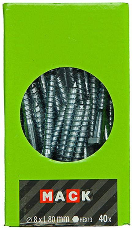 Afbeelding laden in galerijviewer, Mack 1020178 - houtdraadbout verzinkt 40 st 8 x 80 mm | 3 stuks