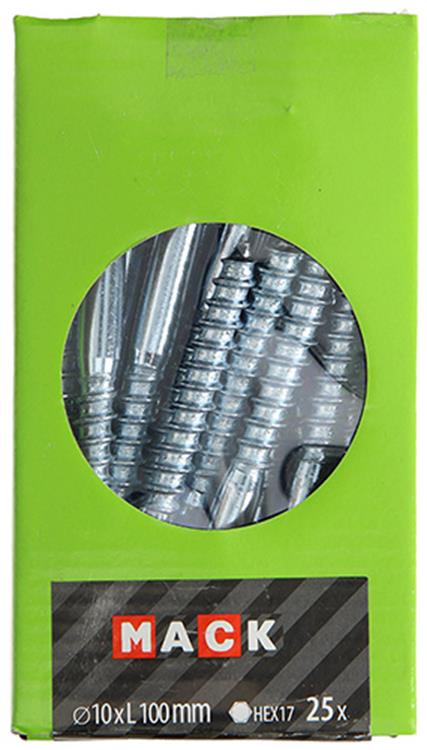 Afbeelding laden in galerijviewer, Mack 1020182 - houtdraadbout verzinkt 25 st 10 x 100 mm | 3 stuks