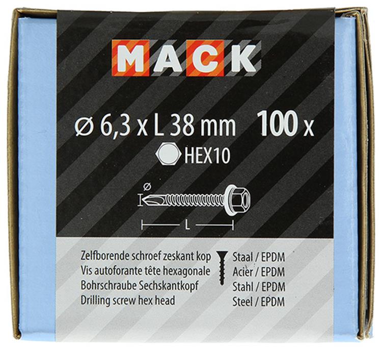 Laden Sie das Bild in Galerie -Viewer, Mack 1020187 - zelfbor.schroef zeskt kop epdm-vz 100st 6,3 x 38 mm | 2 stuks