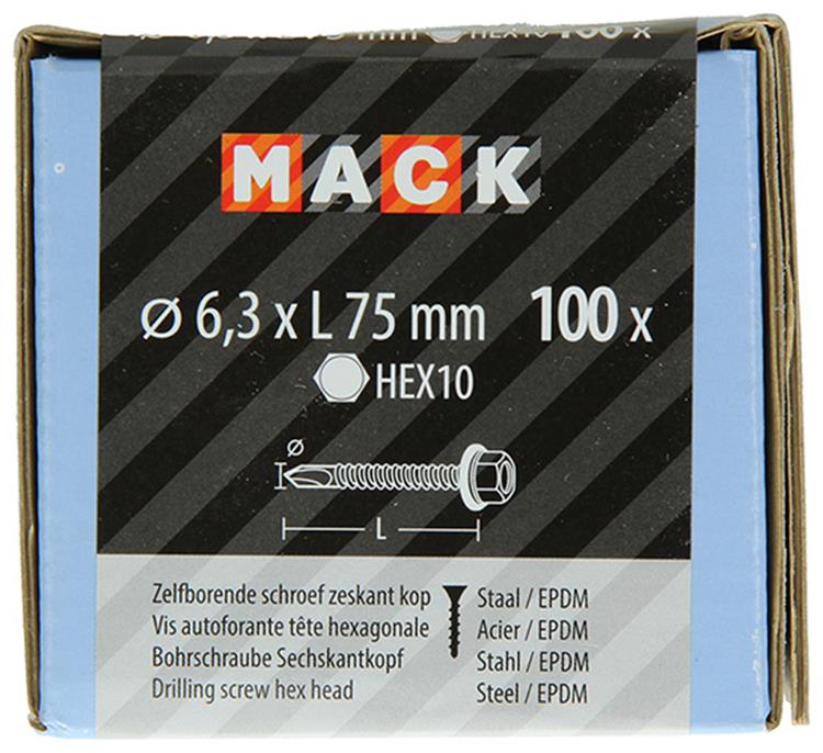 Afbeelding laden in galerijviewer, Mack 1020189 - zelfbor.schroef zeskt kop epdm-vz 100st 6,3 x 75 mm | 1 stuks
