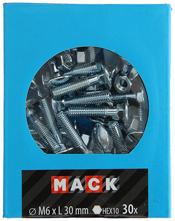 Afbeelding laden in galerijviewer, Mack 1020197 - houtbout + moer verzinkt 30 stm6 x 30 mm | 5 stuks