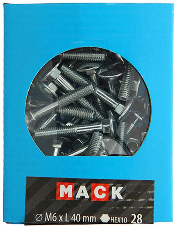 Afbeelding laden in galerijviewer, Mack 1020198 - houtbout + moer verzinkt 28 stm6 x 40 mm | 5 stuks